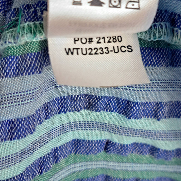 Faherty Top Womens Large Presley Seersucker Coast Boho Smocked Peasant Fairycore - Picture 7 of 8